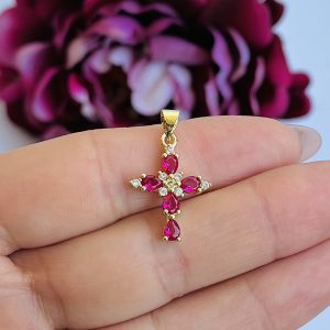 Cruz cristales Fucsia